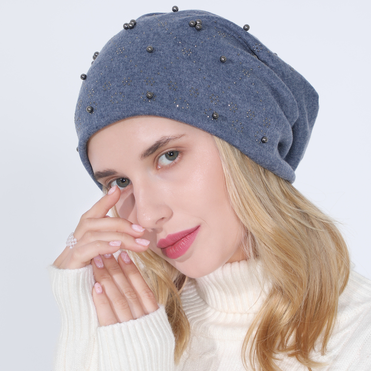 Pull à perles en coton Double couche pour femmes, ensemble de diamants chauds, à la mode, polyvalent, clair de lune chaud, nouvelle collection automne et hiver_voghion.com