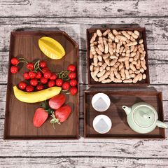 日式黑胡桃托盤木質點心餐盤酒店茶盤家用長方形果盤木製餐盤實木