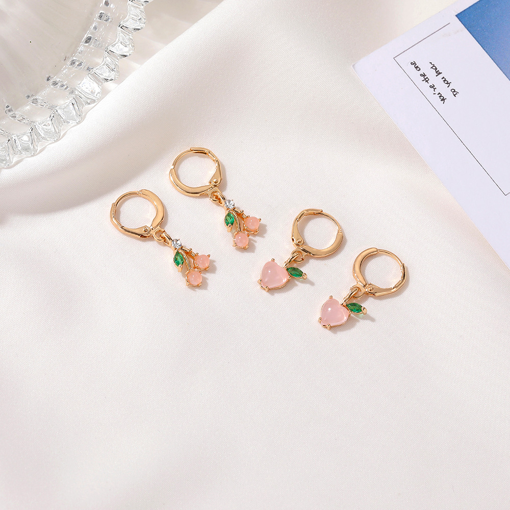 Women'S Gender Fruit Plating Copper Artificial Gemstones Earrings