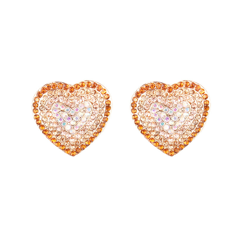 Artificial Gemstones Inlay Material Lady Heart Shape Alloy Inlay Artificial Gemstones Women's Ear Studs