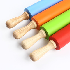 Silicone roller rolling pin kitchen supplies dumpling skin rolling pin baking flour solid wood handle dough pressing wholesale