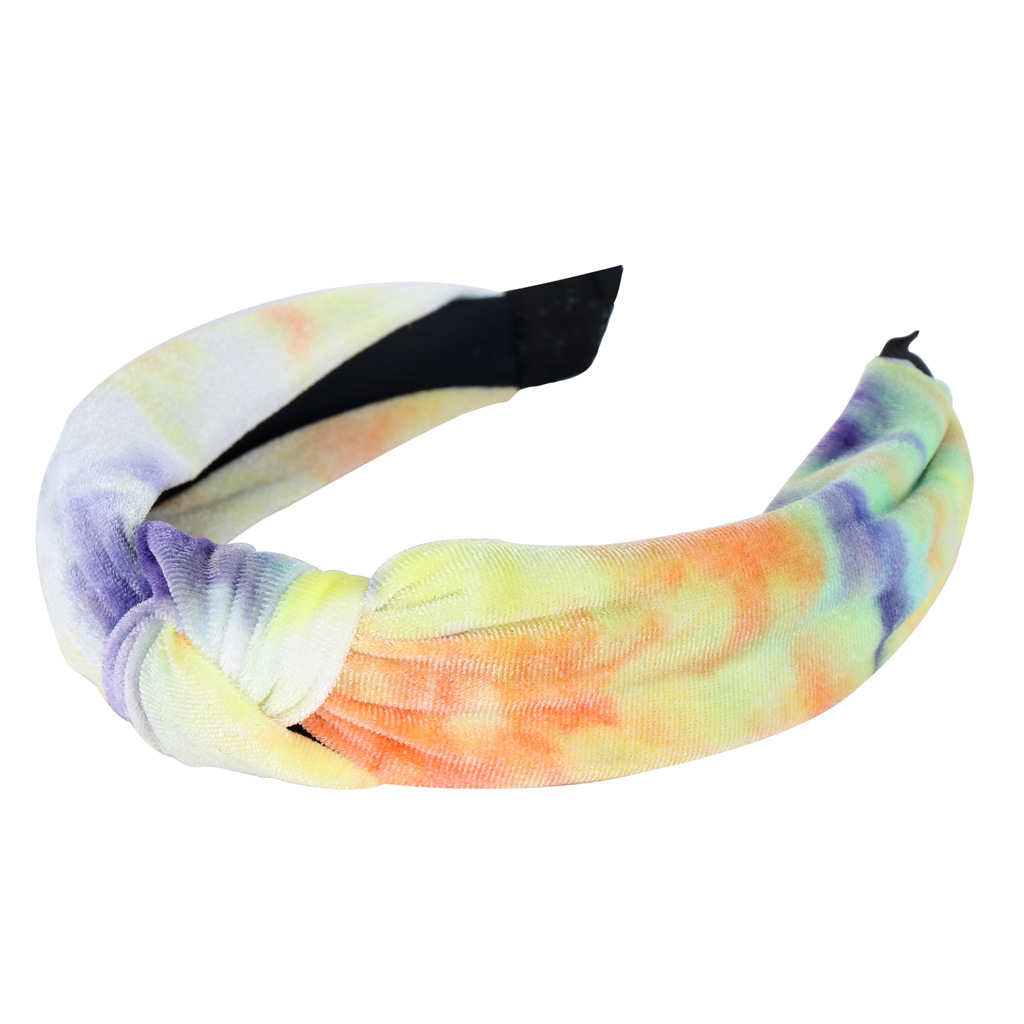 Korea's New Wild Tie-dye Hair Hoop Headband Trend Velvet  Hairband Nihaojewelry Wholesale display picture 6