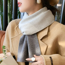 韩版新款小巧学生围巾男女士秋冬长款双色密针织纯色加厚保暖围脖