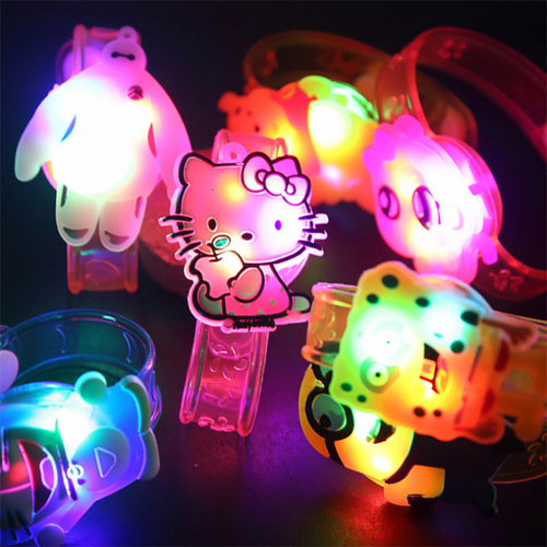 Glitter wrist strap Glowing cartoon bracelet Glowing watch strap Cartoon bracelet flash toy manufacturer wholesale