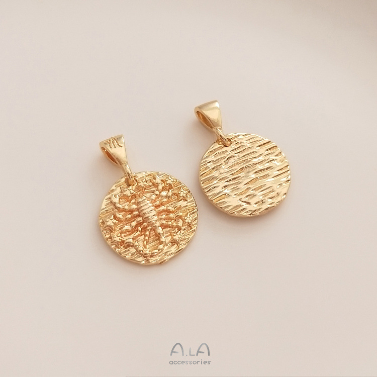7g Weight Pendant Jewelry Making Type Diameter 13mm Jewelry Making Size 14K Gold Plated Plating Material DIY Jewelry Accessories Classification 1 Piece Quantity Copper Material Constellation Pattern Simple Style Style 1 Piece Diameter 13mm Copper 14K Gold Plated Constellation Pendant 9