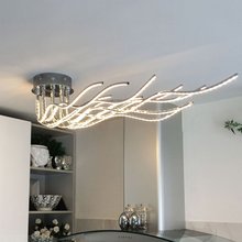 跨境現代簡約個性鋁材波浪形餐廳吊燈北歐客廳卧室創意樹枝吸頂燈