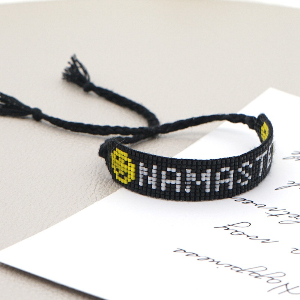 Bohemian Beaded Weaving Namaste Letter Smiley Bracelet display picture 1