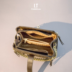 香港代购小众品牌真皮女包2020新款链条斜挎包包高级感时尚水桶包