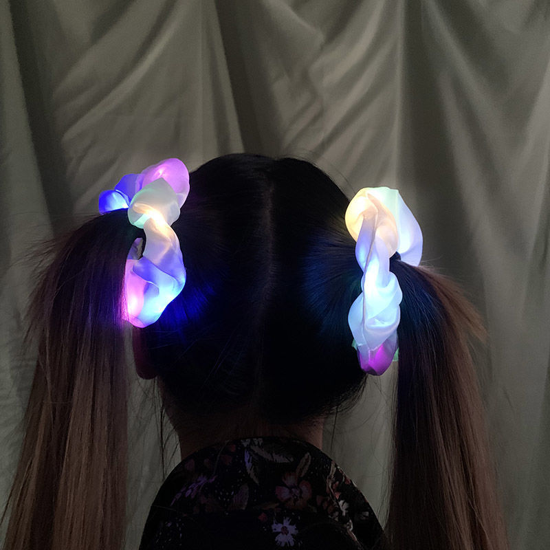 Europa y los Estados Unidos personalizados LED brillante anillo de pelo colorido intestino lluvia flores sol marca muestra personalizada brillante cabello cuerda de pelo