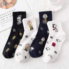 Women's Spring/Summer New Arrival Korean-style Cartoon Anime Puppy Trendy Socks Wholesale Cotton Sweat-Absorbent Mid-Calf Casual Socks for Women