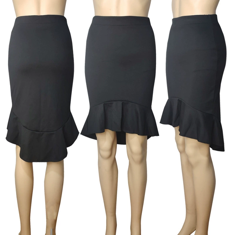 Трансграничная Женская юбка Wish AliExpress 2022 года прилив однотонная набедренная юбка до середины хвоста