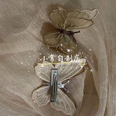 原創設計手作落在胸口隱形雙層蝴蝶項鏈重工質感鎖骨仙女吊墜頸鏈