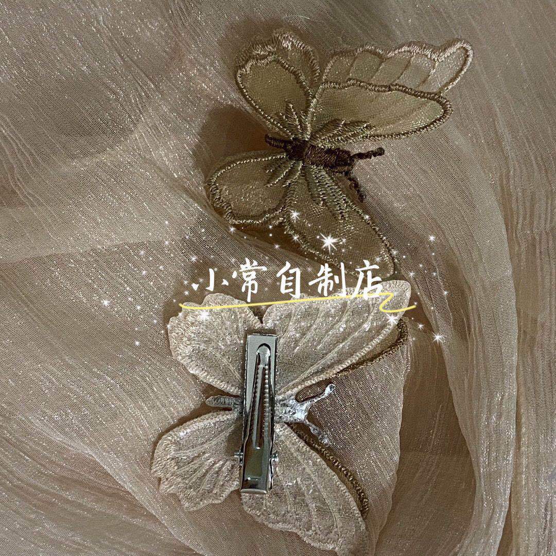 原創設計手作落在胸口隱形雙層蝴蝶項鏈重工質感鎖骨仙女吊墜頸鏈