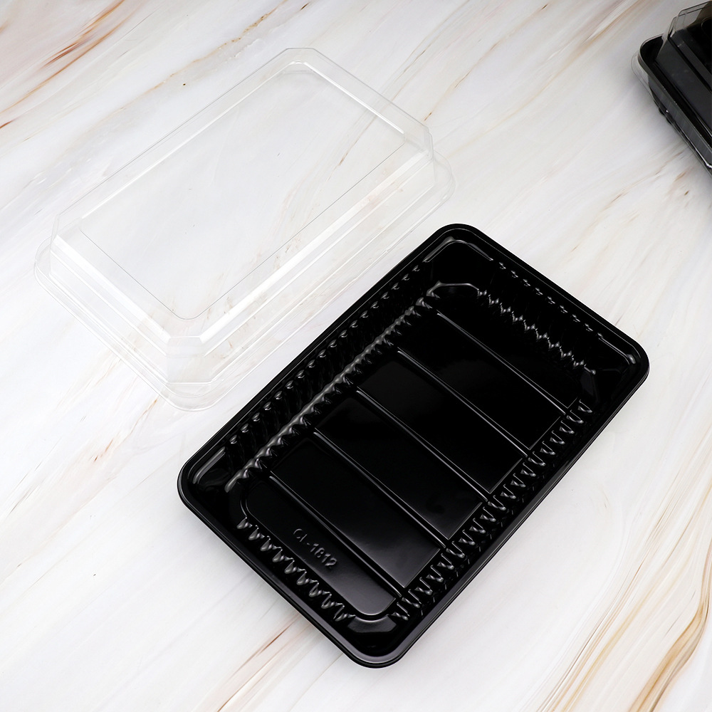 Caja de embalaje de pastel de pollo nativo, fondo negro transparente, caja de pastel de queso rectangular, caja de pan para hornear, caja de blister de punto oeste