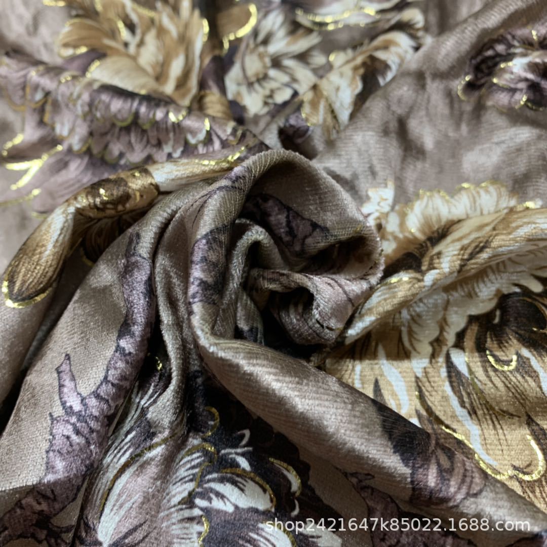 厂家供应    经编KS韩国绒印花烫金一体（服装，窗帘）