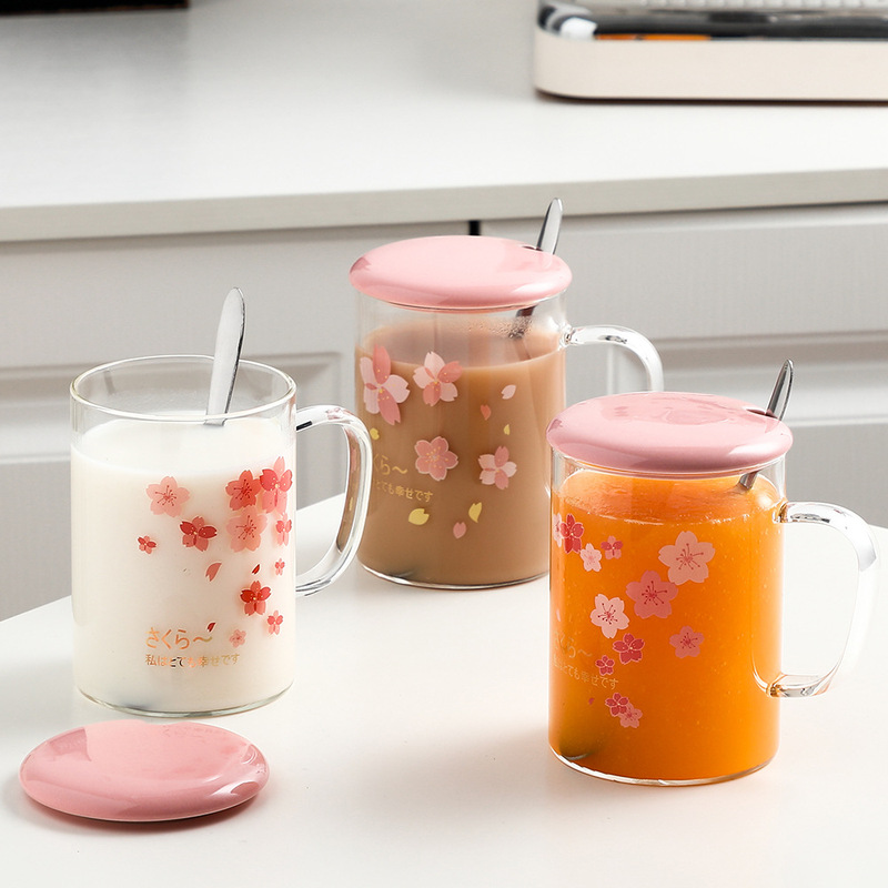 Special for water cup creative trend cute glass with lid and spoon promotional gifts custom logo personalized Cup Special for water cup creative trend cute glass with lid and spoon promotional gifts custom logo personalized Cup