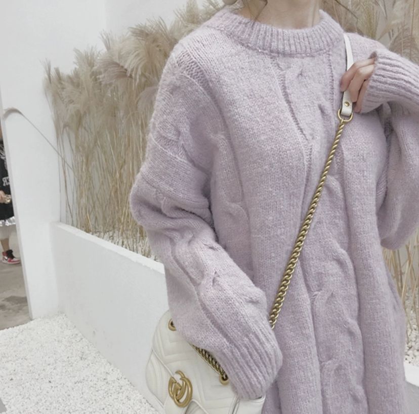 2023 nuevo suave leche azul Otoño e Invierno desgaste muy hadas giro flojo estilo perezoso suéter de punto para las mujeres