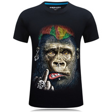 批發新批發3D短袖男式T恤立體霸氣個性圓領T恤有加大碼-彩色猩猩