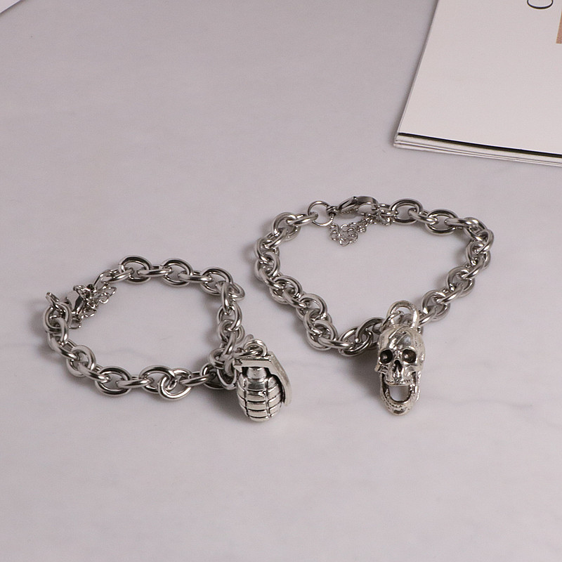Hip hop multi-layer titanium steel dark girl, simple and personalized internet celebrity style skull bracelet, couple_voghion.com