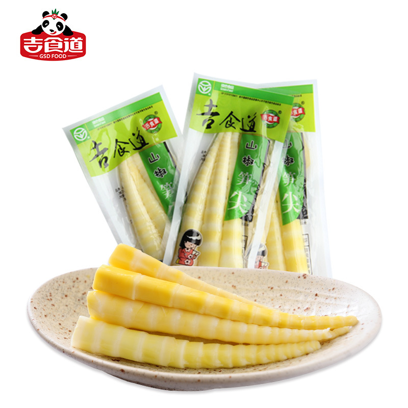 吉食道廠家直銷四川特産休閑零食散稱小包裝泡椒味筍尖500g