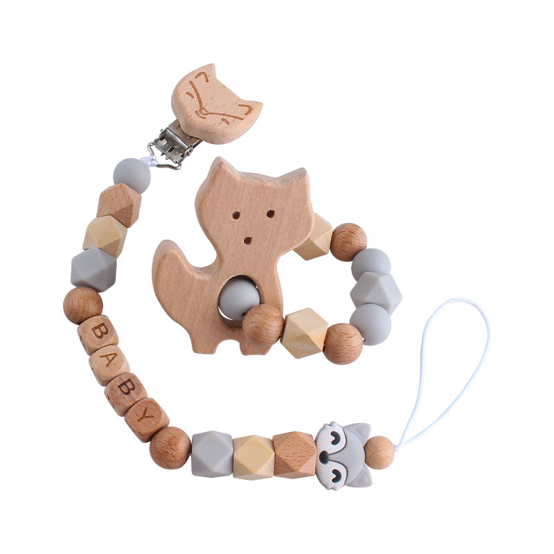 Nueva Haya zorro pezón clip Fox mordedor pulsera bebé silicona pequeño zorro perlas molar juguete pezón cadena