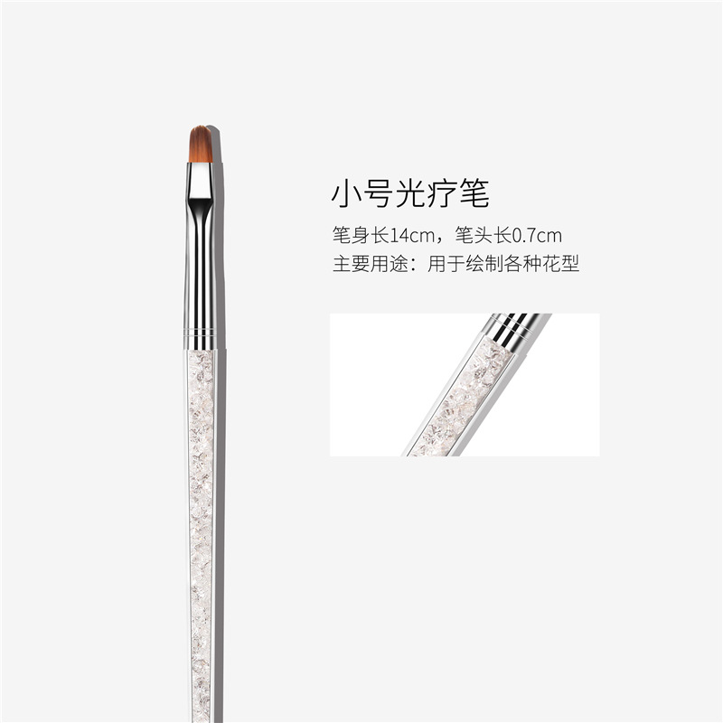 Nueva llegada transfronteriza traje de cepillo de cristal de uñas flor en forma de abanico pluma floreciente línea de dibujo de uñas pluma de fototerapia tallada