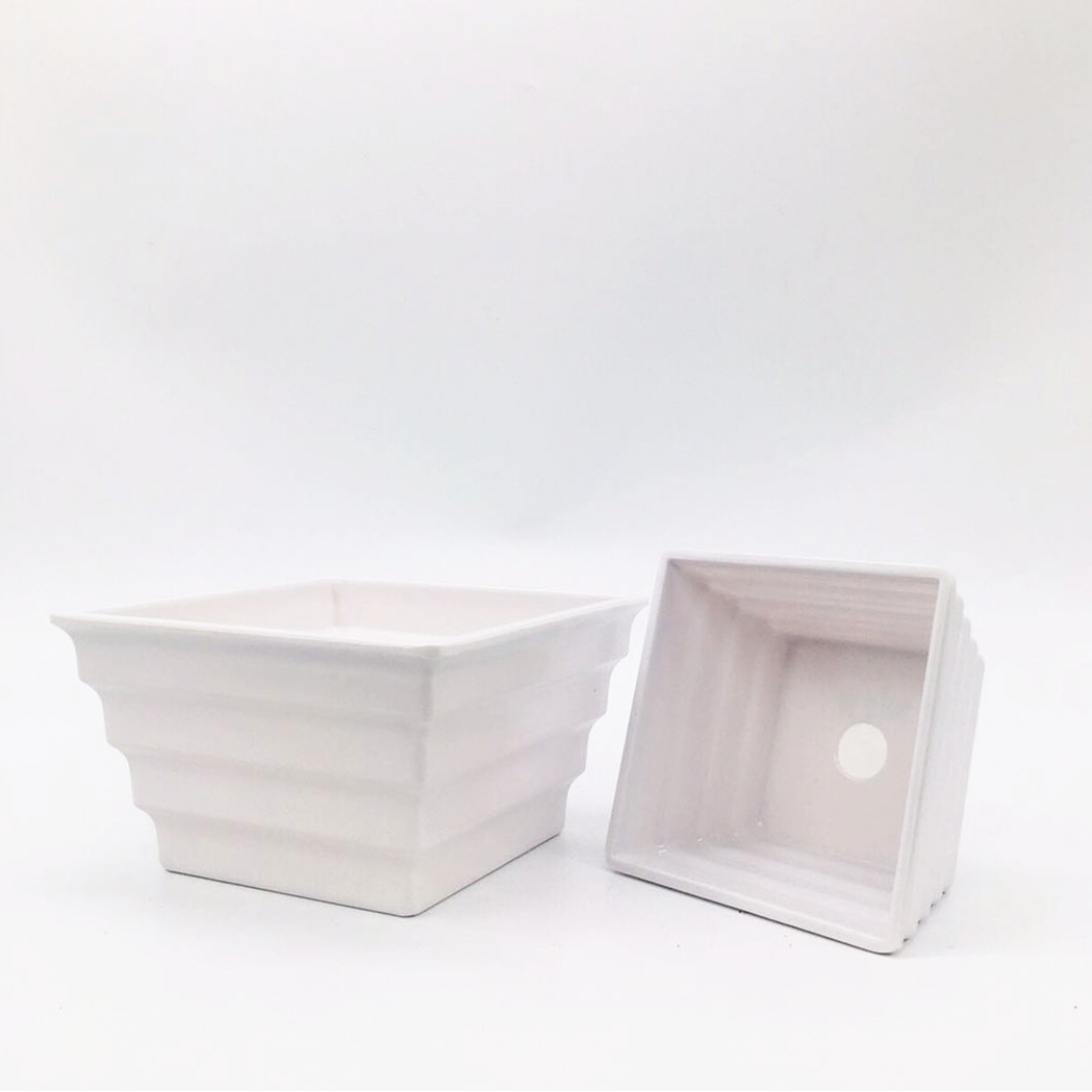The manufacturer supplies 2-sized simple stepped square plastic flowerpots and melamine flowerpots detail image 2