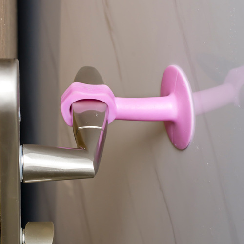 Silicone door stop handle bumper for bathroom without drilling, plastic rubber door corner guard, silent door stop for toilet and shower room