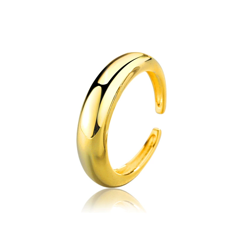 Silver brand minimalistic wavy one size ring, accessory, Korean style