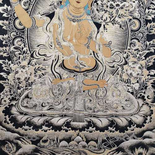 Factory Wholesale Vintage Brocade Thangka Embroidery Painting Tibetan Gold Calligraphy and Brocade One Piece Drop Shipping