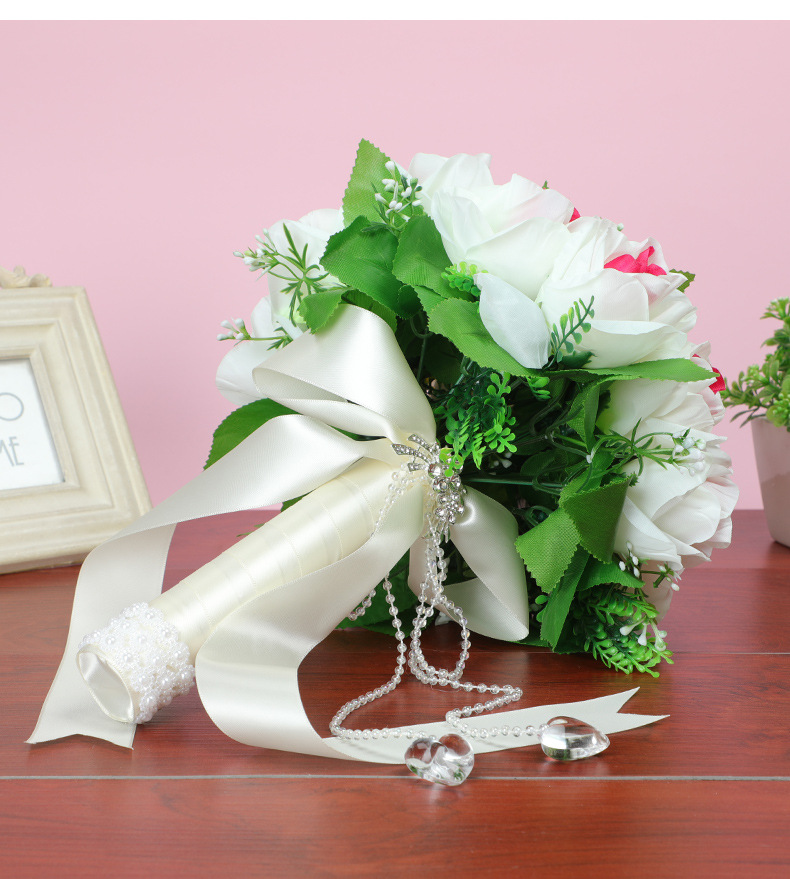 Fashion Simple Bridal Wedding Simulation Rose Bouquet display picture 4