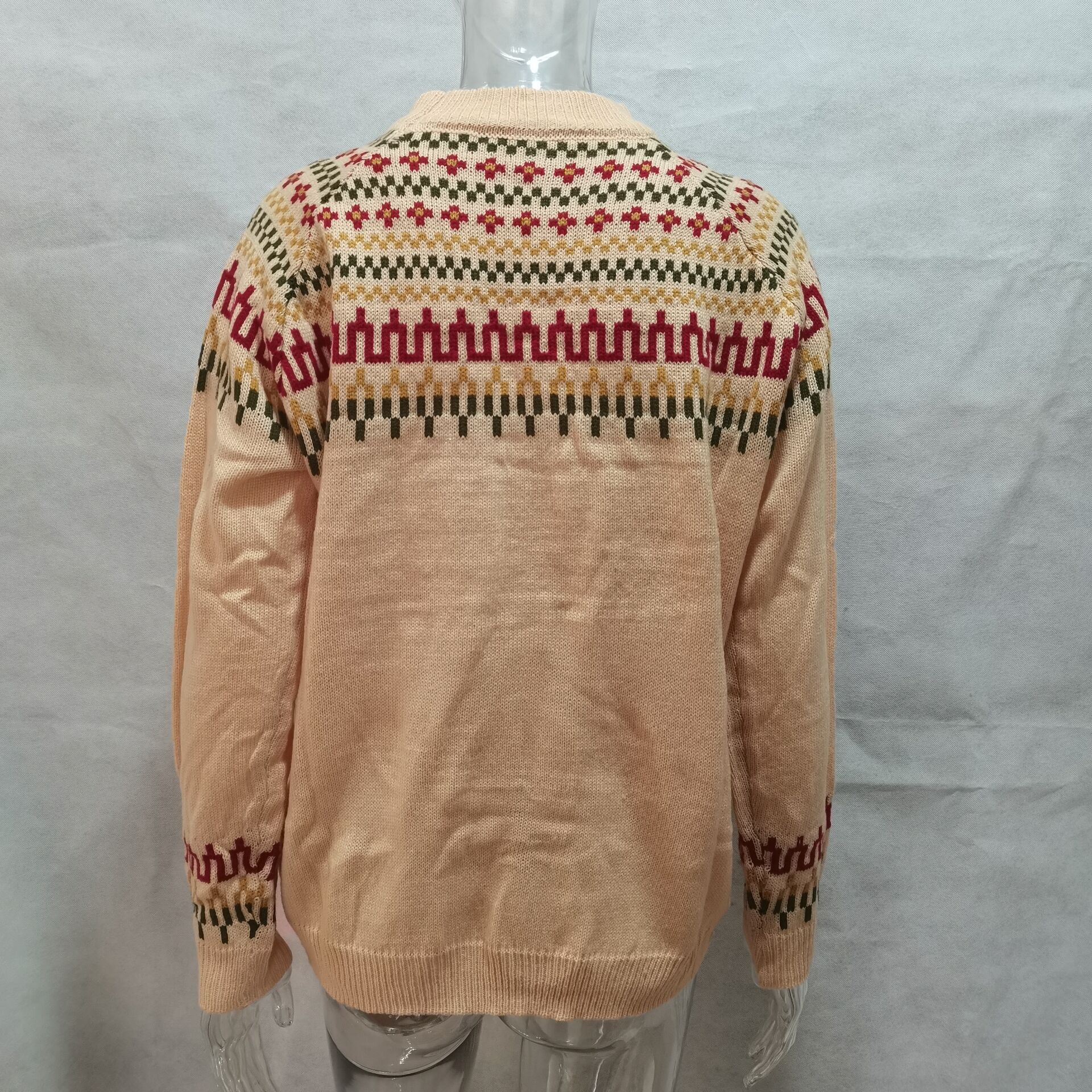 Maglione unisex in maglia grossa - Pullover oversize a collo alto con stampa dipinta a mano, caldo top invernale in misto lana per uomo e donna_voghion.com