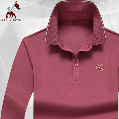2020秋冬2020男式POLO衫长袖翻领商务休闲翻领大码纯棉长袖T恤男