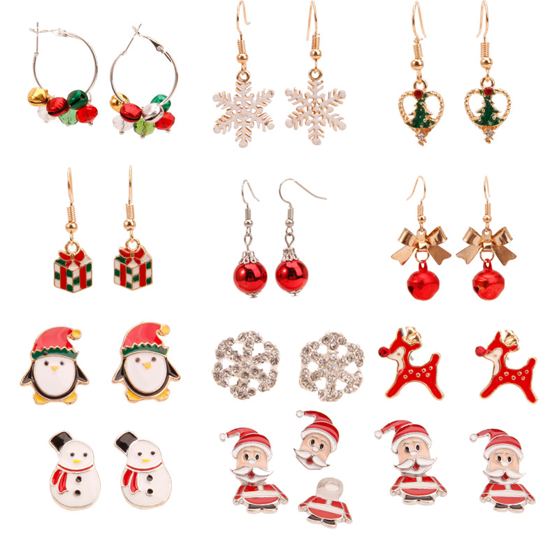 Fashion Santa Claus Christmas Socks Bell Epoxy Alloy Earrings display picture 14