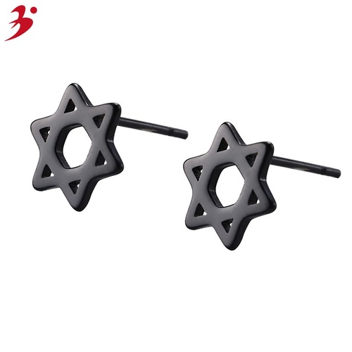 Factory Direct Sales Stainless Steel Personality Six-pointed Star Earrings Star Earring Simple and Personalized in Internet Famous Korean and Japanese Style Accessories 