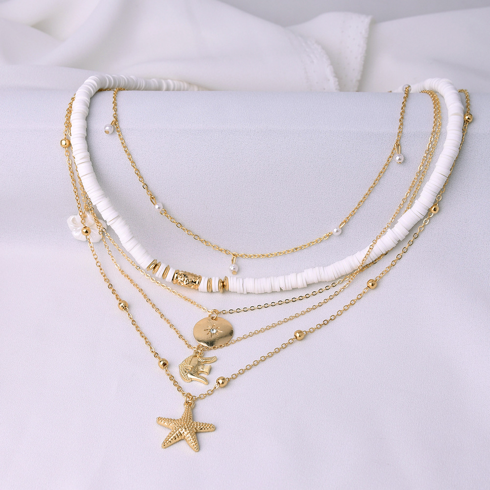 Starfish Pattern Women's Gender Simple Style Starfish Alloy Wholesale Layered Necklaces