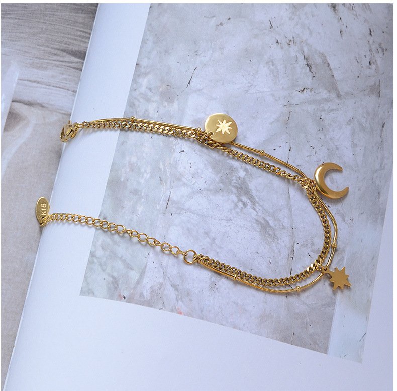 new fashion star moon sun titanium steel bracelet necklace set