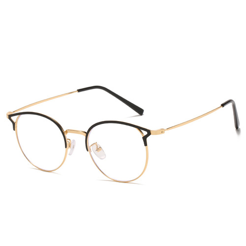 Korean version of Internet celebrity fashionable cat-eye cute anti-blue light flat mirror round frame myopia glasses finished product with degree 50-600