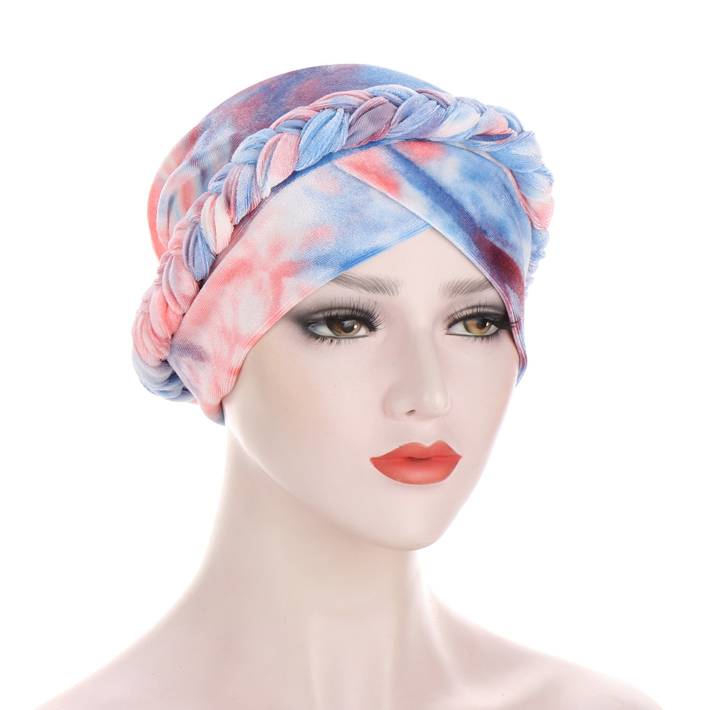 Tie-dye Sanded Milk Velvet Braid Hat display picture 2