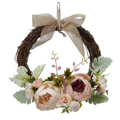 Y883 European Fresh Forest Style Door Hanger Flower Ring for Wedding Room Decoration, Artificial Flower Wall Decoration