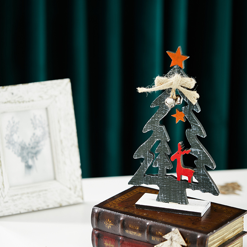 Árbol de Navidad de colores ángel decoración de madera escritorio pequeño árbol de Navidad hotel ventanas de recepción decoración atmósfera café