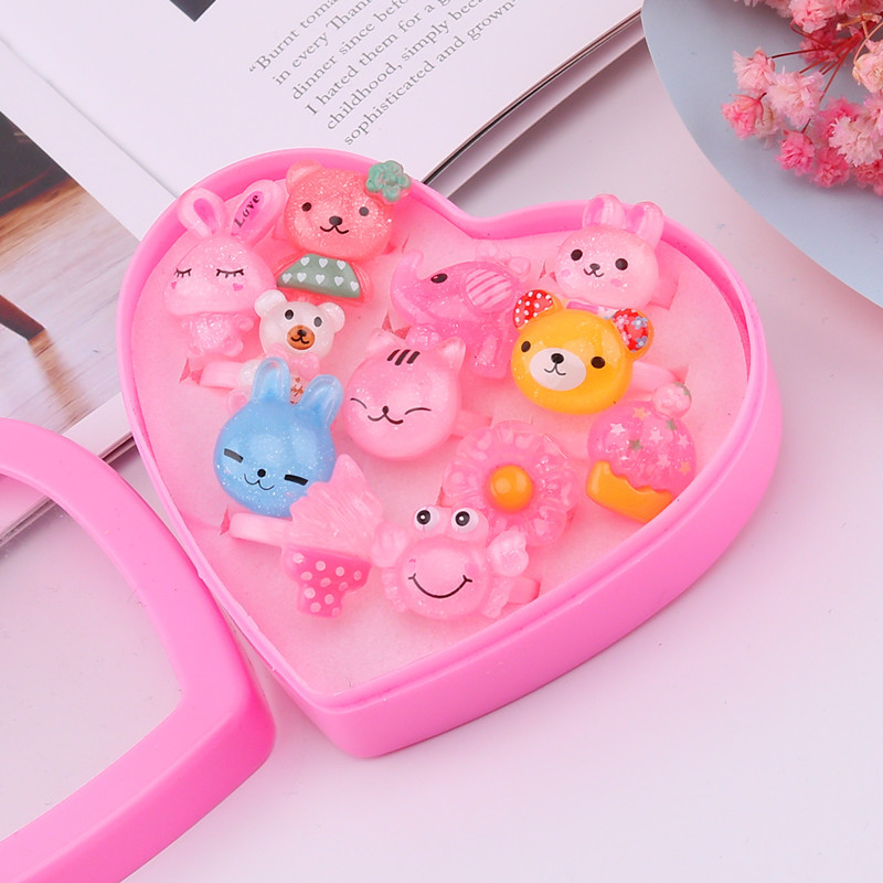 果冻色12个戒指 款式颜色随机