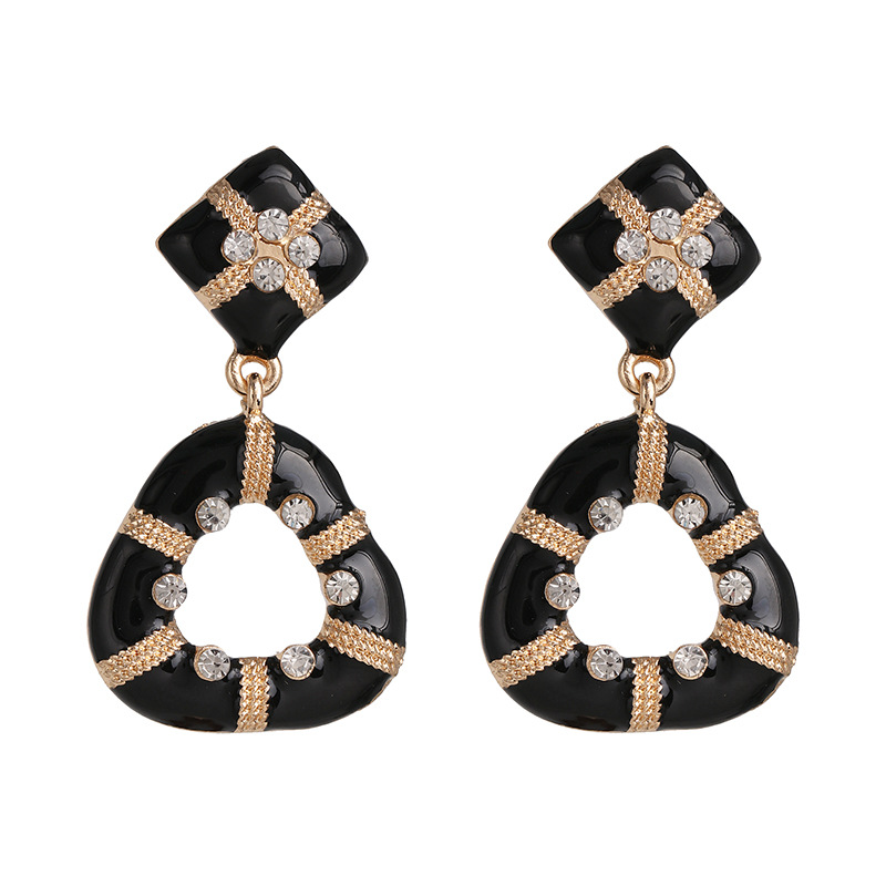 Alloy Oil Drop Diamond Earrings Geometric Metal Earrings display picture 7