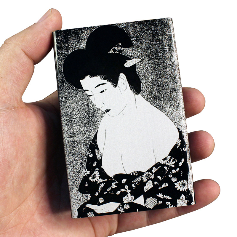 日本浮世绘速卖通亚马逊外贸货源20支装黑色超薄滑盖烟盒铝合金属|ms