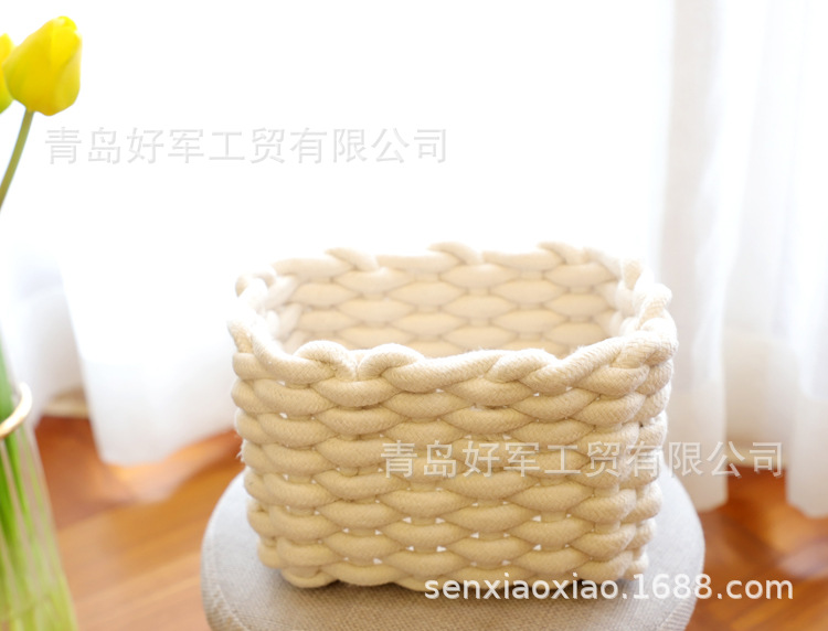 New Nordic Woven Basket Bold Cotton String Storage Box Storage Basket Storage Basket Laundry Basket Desktop Snack Basket display picture 6