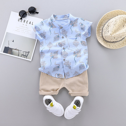 Cross-border children's summer new children's summer clothing for boys and babies, infant children sets, short-sleeve sets, two-piece sets, trendy