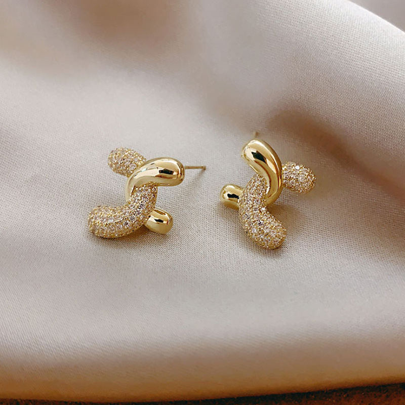 1 Pair Vintage Style Simple Style C Shape Solid Color Inlay Alloy Rhinestones Ear Studs display picture 3