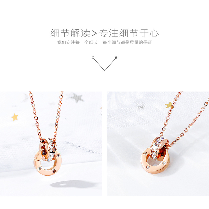 Korean Temperament Simple Stainless Steel Necklace Ladies Wild Circle Ring Pendant Clavicle Chain Wholesale Nihaojewelry display picture 5