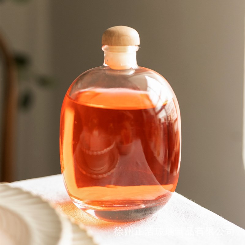 女士玻璃蒙砂青梅果酒瓶玻璃空酒瓶自酿透明小酒瓶创意饮料瓶