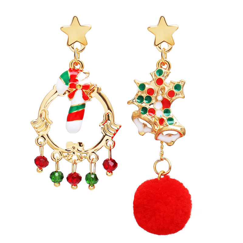 51997 Hanzhishang star hair ball candy pendant earrings creative Christmas earrings wholesale